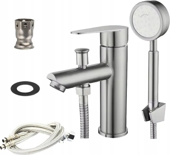 Kád Csaptelep Álló Csaptelep Egylyukú Acél Zuhanytömlővel