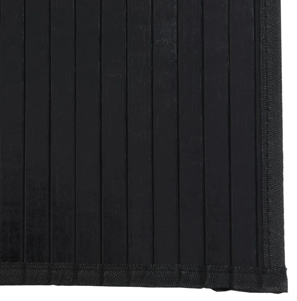 négyszögletű fekete bambusz szőnyeg 100 x 200 cm