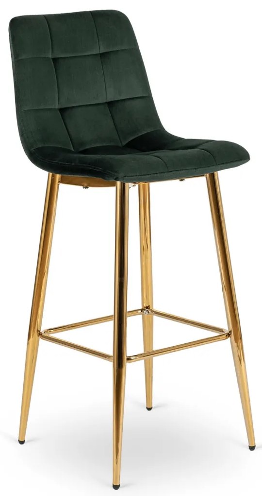 Zöld Bársony Bárszék Aranyszínű Lábbal. ARIEL