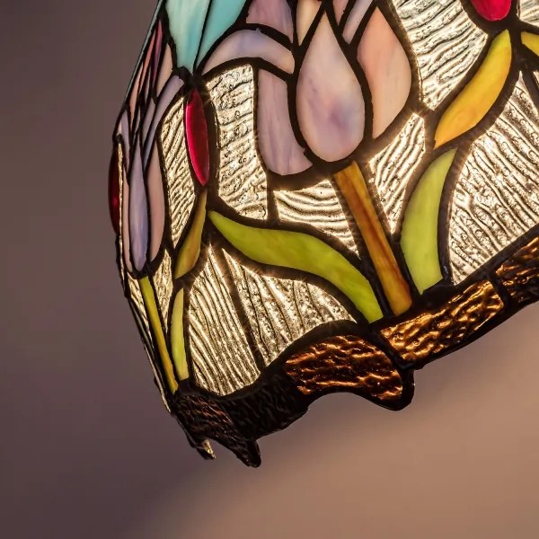 Brilagi - Tiffany stílusú vitrázs csillár, láncra függesztett LORAS 2xE27/60W/230V