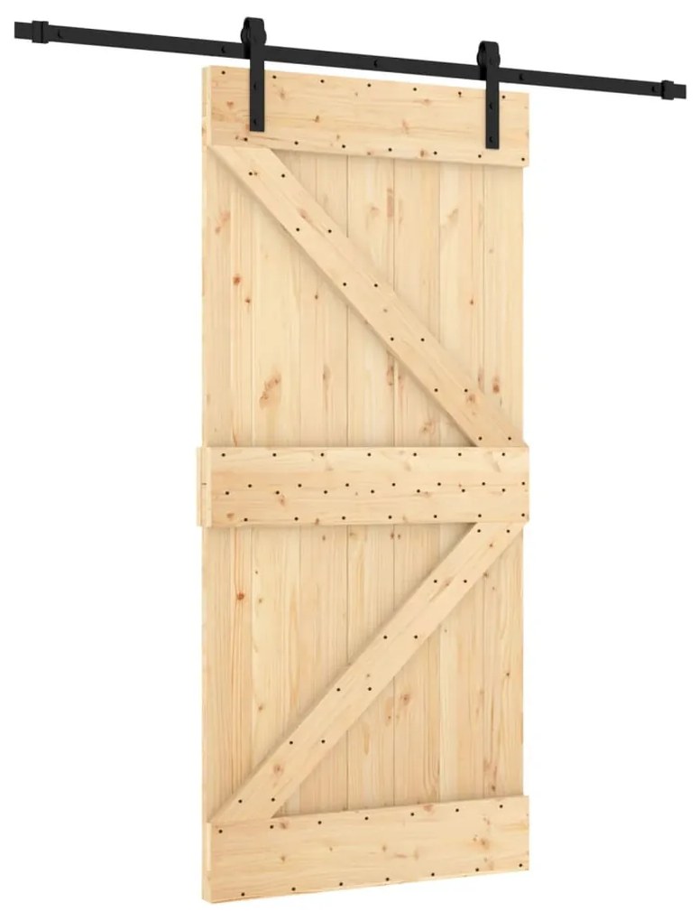 tömör fenyőfa tolóajtó fémszerelék szettel 95 x 210 cm