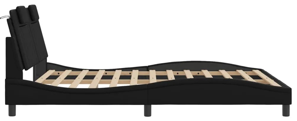 fekete ágykeret Viana LED-ekkel matrac nélkül 160 x 200 cm