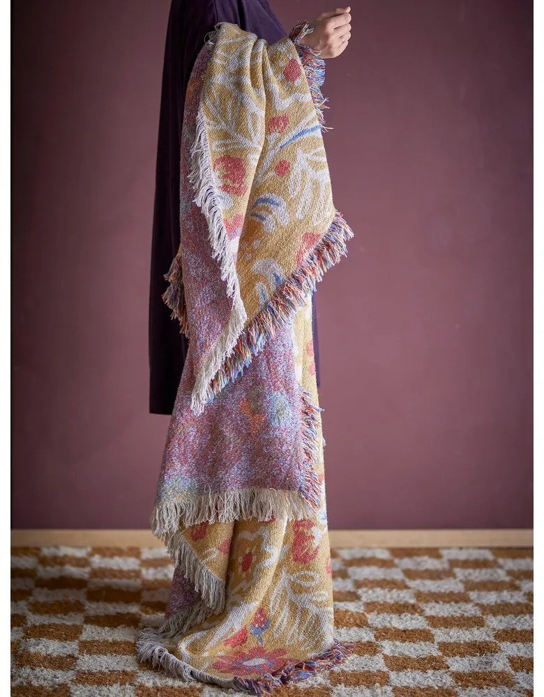 Sárga újrahasznosított pamut takaró 130x160 cm Reims – Bloomingville