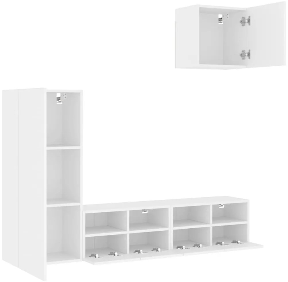 vidaXL 4 darab fehér szerelt fa fali TV-bútor