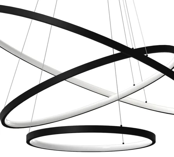 LED Csillár zsinóron HOOP LED/93W/230V átm. 80 cm 4000K fekete