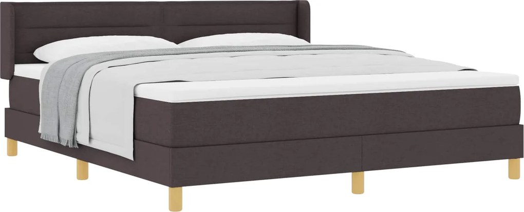 vidaXL Boxrugós ágy matracmal Sötét Barna 200 x 180 cm Poliészter