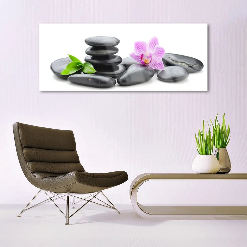 Akril üveg kép Virág Zen kövek 120x60 cm