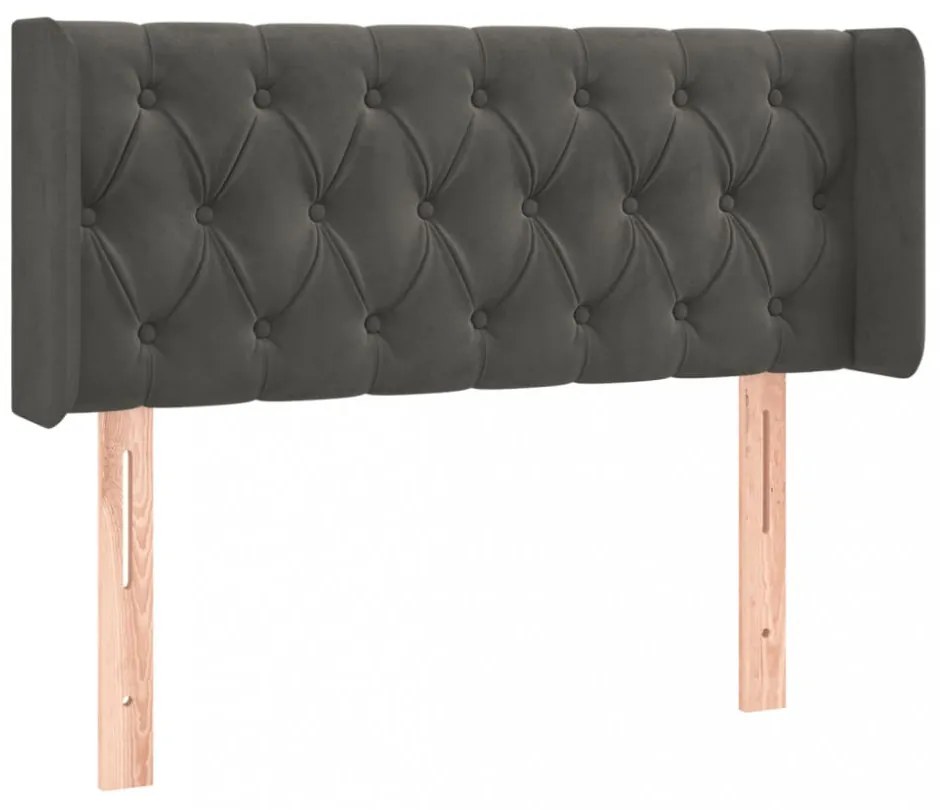 sötétszürke bársony LED-es fejtámla 93 x 16 x 78/88 cm