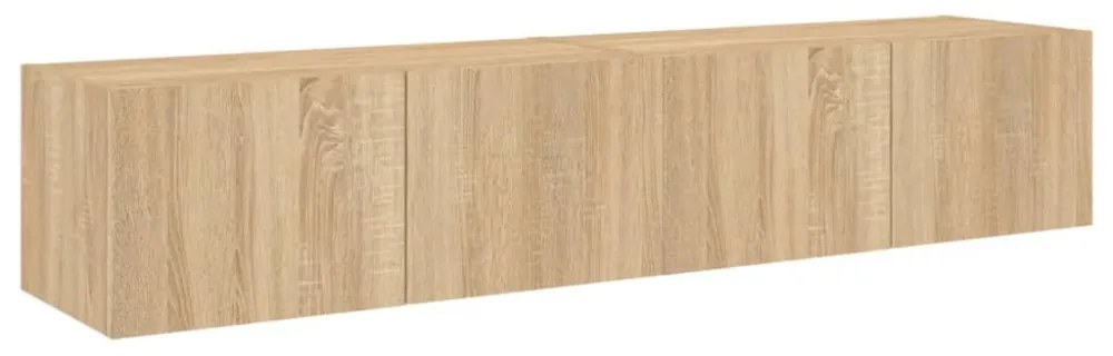 2 db sonoma tölgy színű fali TV-szekrény LED-del 80x35x31 cm