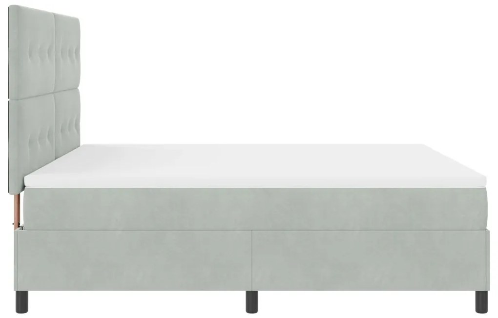 Boxspring Ágy Matracot tartalmazó Világosszürke Szuper King Bársonyos