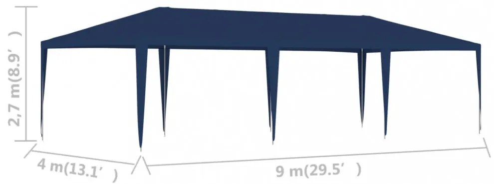 kék rendezvénysátor 4 x 9 m