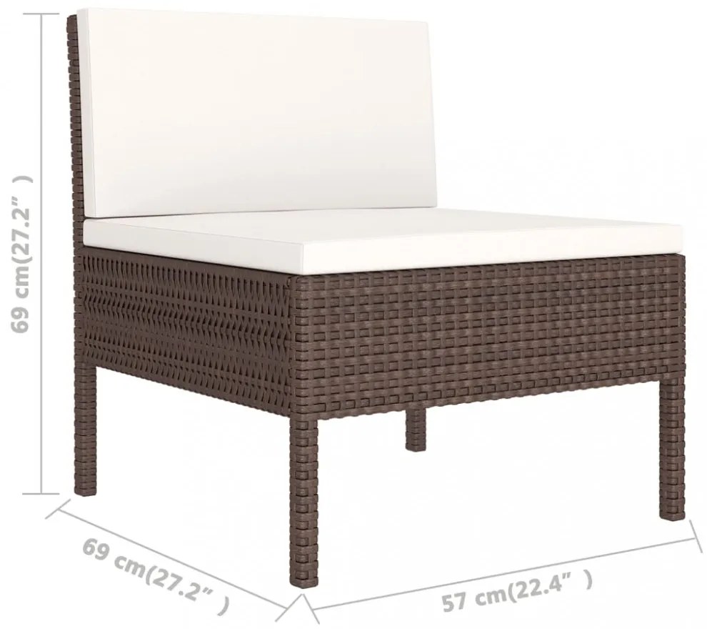 vidaXL 8 részes barna polyrattan kerti bútorszett párnákkal