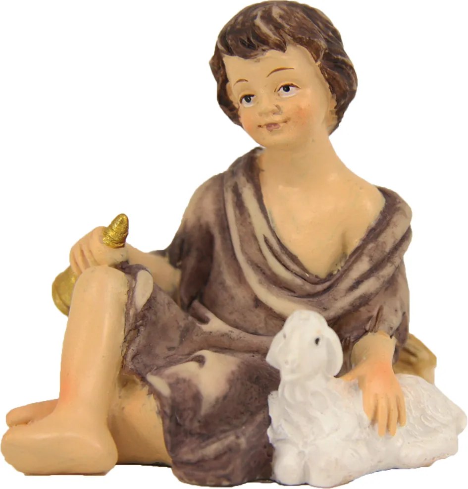 Betlehem figura 'Pásztor ül szarvval' 3,7cm magas, 8cm magas