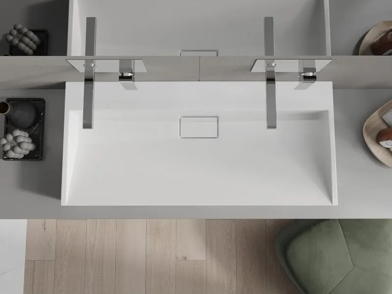 Mexen Ava asztallapra szerelhető mosdó konglomerátumból B/O 100 x 46 cm, fehér - 23011000