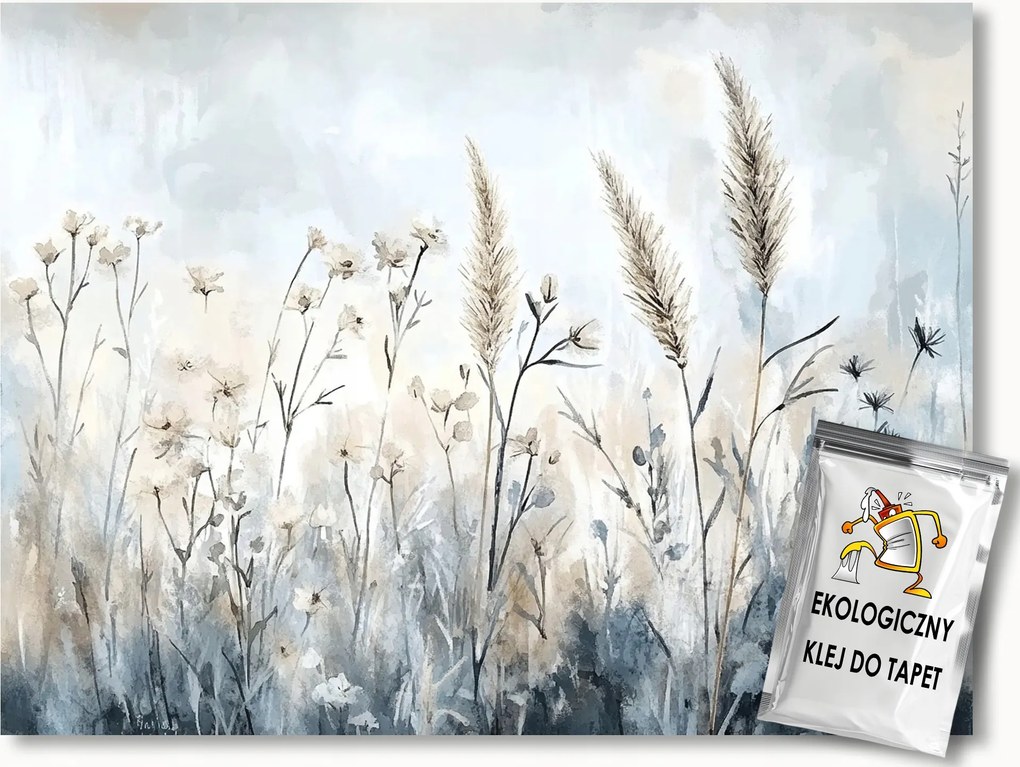 Fotótapéta Flizelina Természet Mező Rét Fű Virágok Pasztell 152,5x104 ragasztó