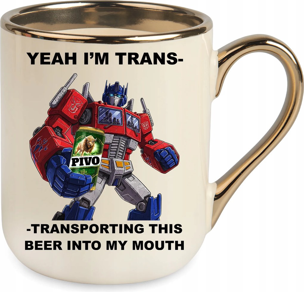 Mutatós Bögre Elegant Bézs Yeah IM Trans... Születésnapi Ajándék Csomagolás