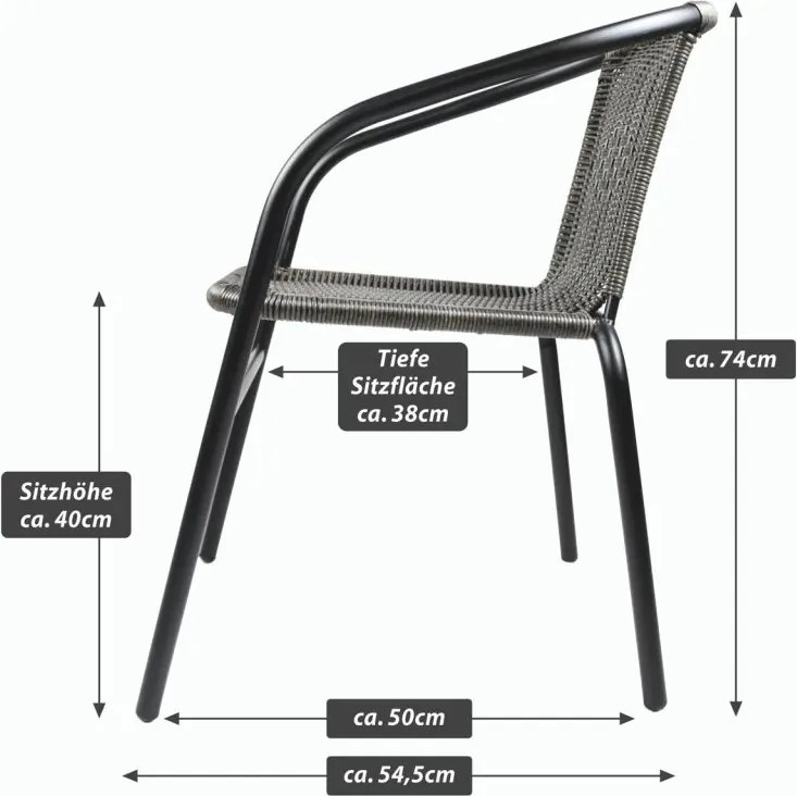 Kerti szék szett egymásra rakható 2 db fekete-szürke