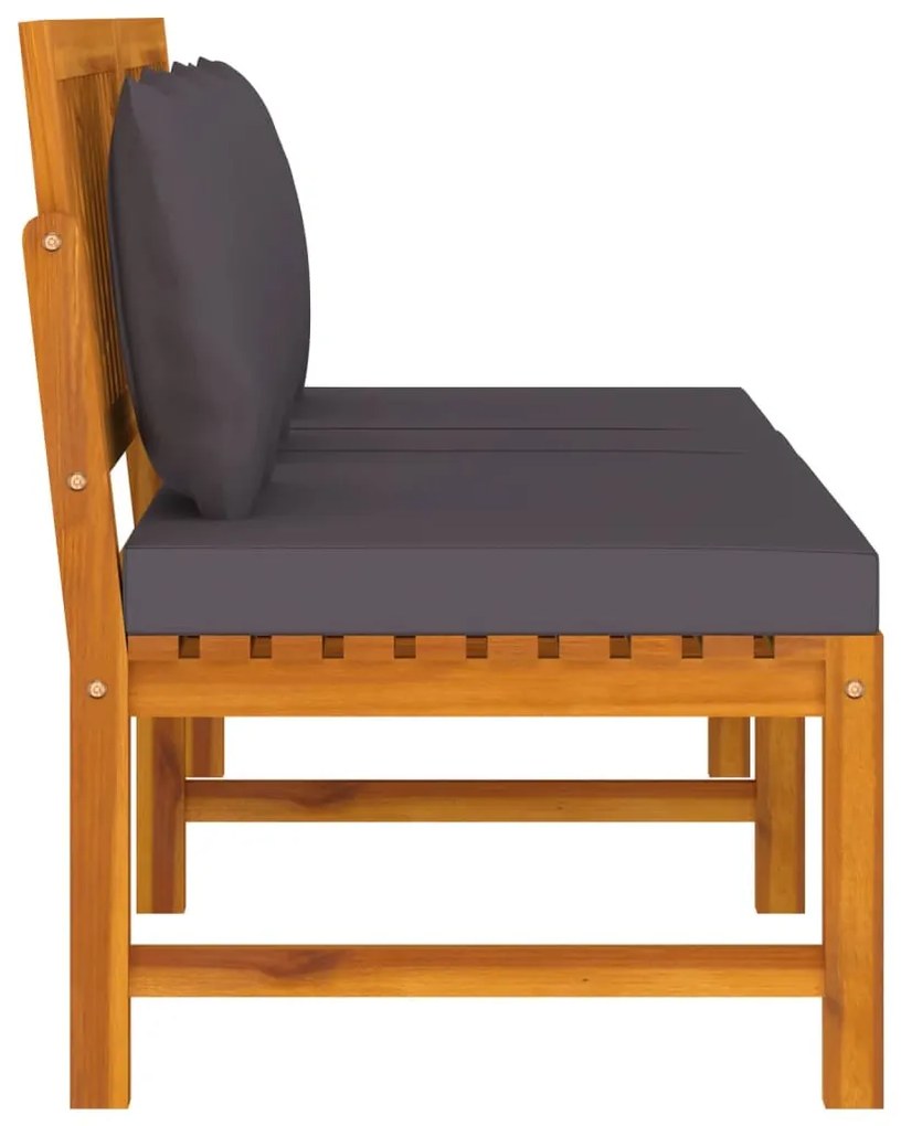 Tömör akácfa kanapé szürke párnákkal 200 x 60 x 75 cm