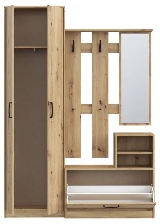 KAVI előszobafal tükörrel, artisan tölgy