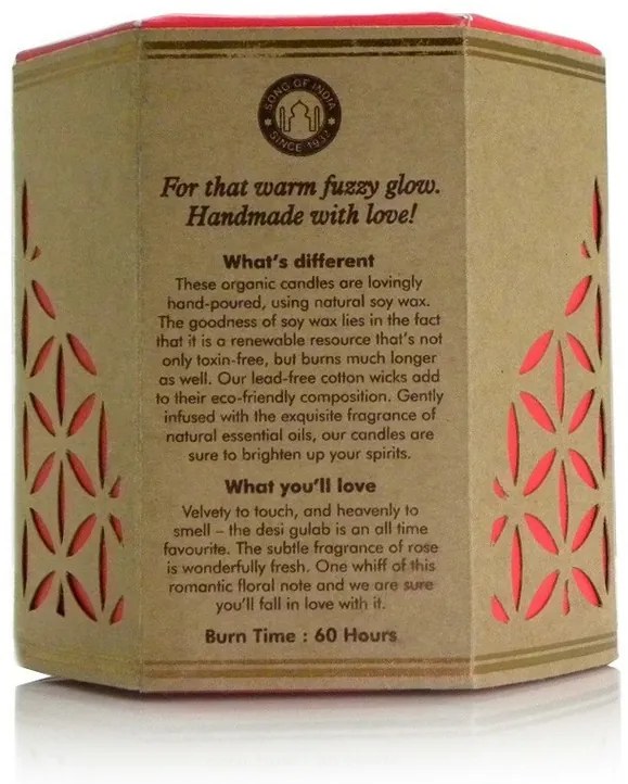 Desi Gulab - Rose 200 g organikus gyertyaborostyánsárga üvegben