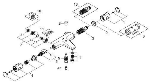 GROHE 34754000 - GROHTHERM 800 termosztátos kádcsaptelep DN 15, fényes króm