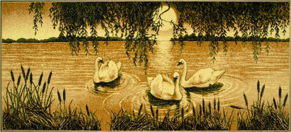 Falikép Makatka Az Ágy Mellett Hattyúk Olíva Bézs Welpro 100x210 cm