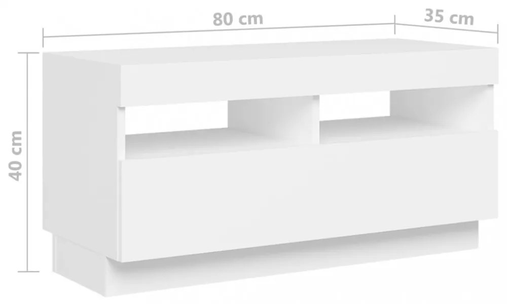 fehér TV-szekrény LED-lámpákkal 180 x 35 x 40 cm