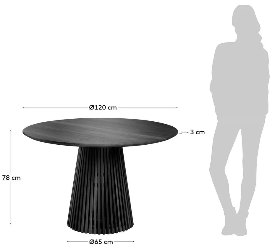 Fekete mindifa kerek étkezőasztal ø 120 cm Jeanette – Kave Home