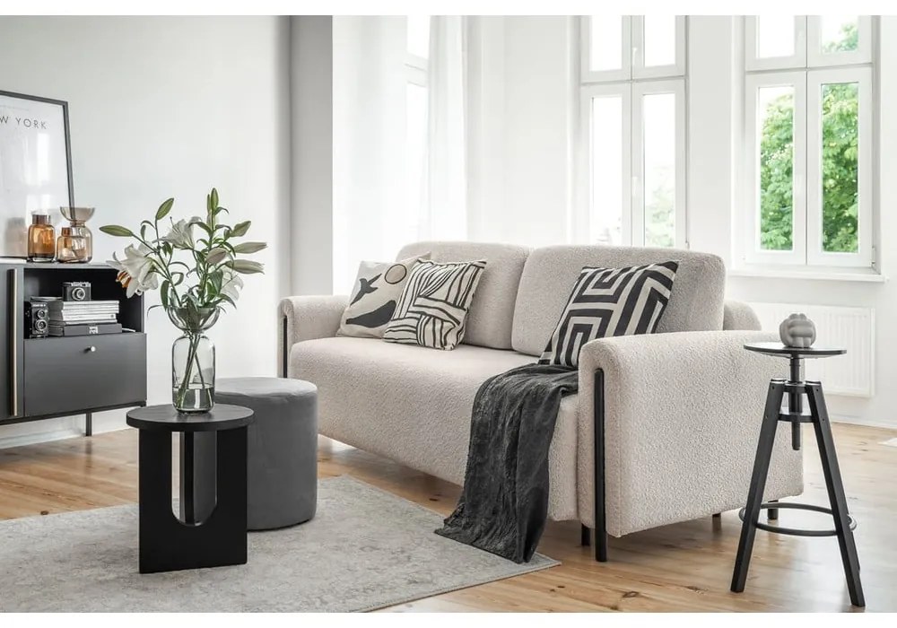 Bézs buklé kinyitható-tárolóhelyes kanapé 244 cm Arcadova – ELTAP