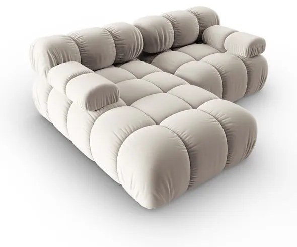 Bézs bársony moduláris sarokkanapé (bal oldali) Bellis – Micadoni