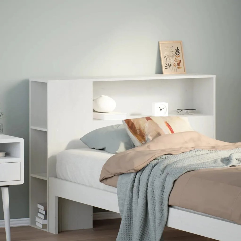 fehér tömör fenyőfa fejtámla tárolóval 90 cm