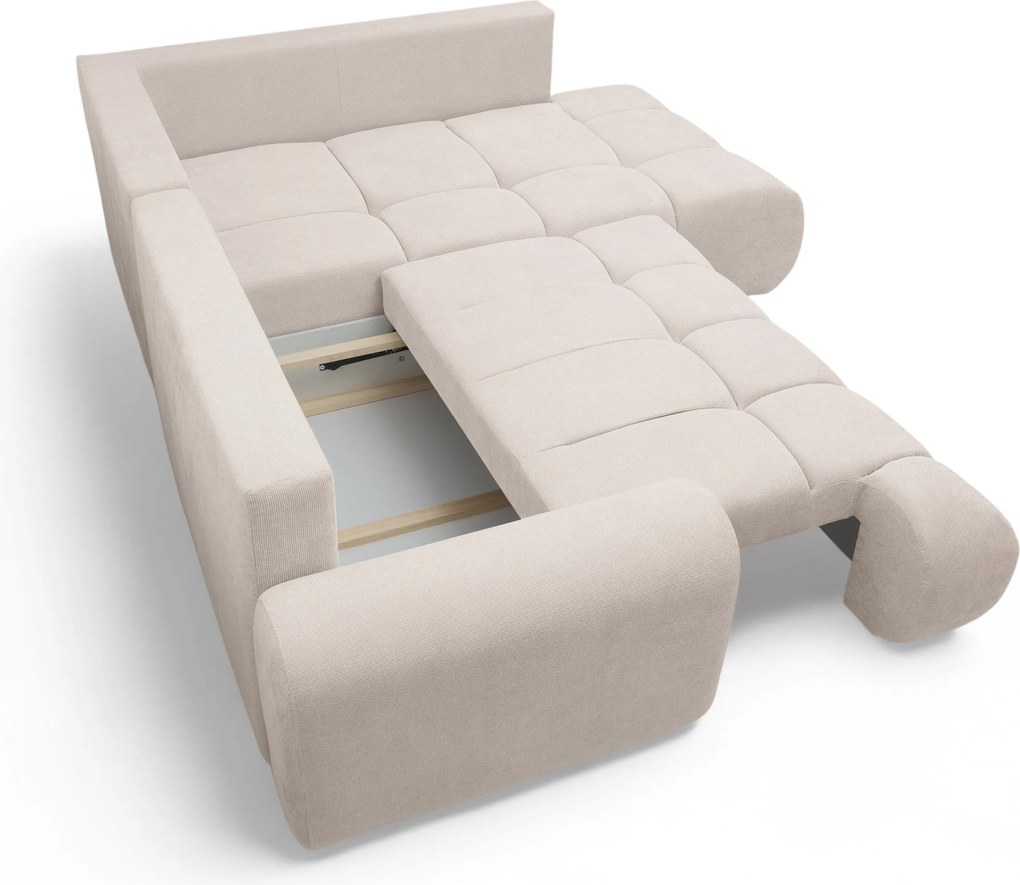 Lutario L jobb oldali sarokkanapé ágyneműfunkcióval - bézs Venice 2026 vízlepergető szövet