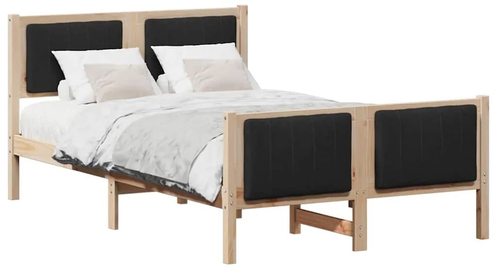 Ágykeret fejtámlával Barna és fekete 120 x 190 cm Tömör fenyőfa