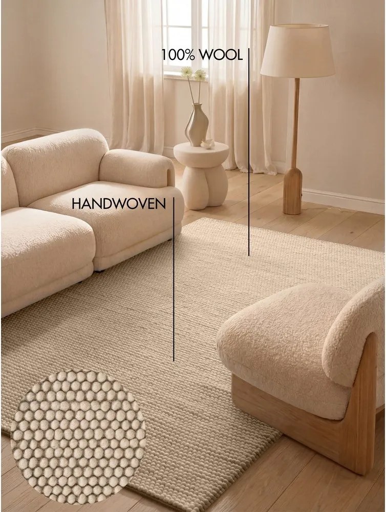 Bézs kézi szövésű gyapjú szőnyeg 160x230 cm Richmond Diana – Ted Baker