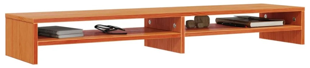 viaszbarna tömör fenyőfa monitorállvány 100 x 24 x 13 cm
