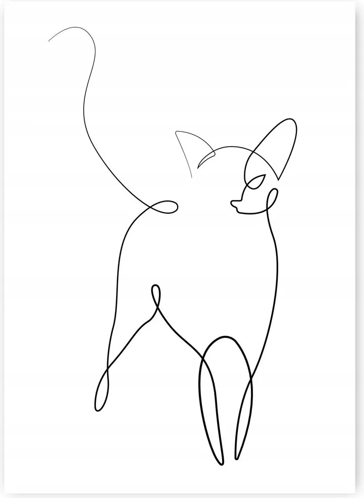 Macska Minimalizmus Vonal Poszter B1 100x70cm cs-b kép absztrakt lineart #399