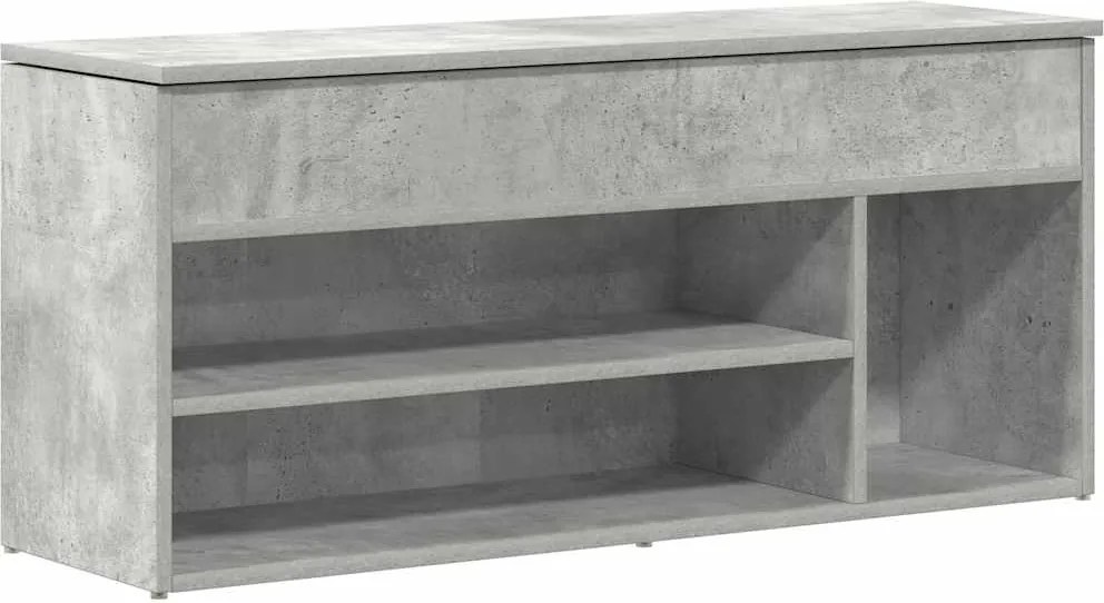vidaXL betonszürke szerelt fa cipőpolc 102x30,5x45 cm