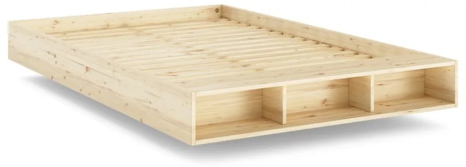Natúr színű borovi fenyő franciaágy ágyráccsal 140x200 cm Merge – Karup Design