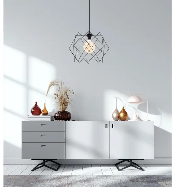 Csillár zsinóron GALL 1xE27/60W/230V fekete