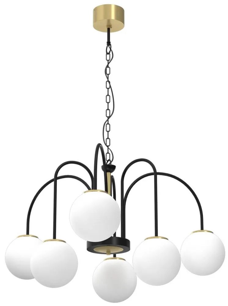 Csillár láncon CAMBRIDGE 6xE14/60W/230V fekete/sárgaréz