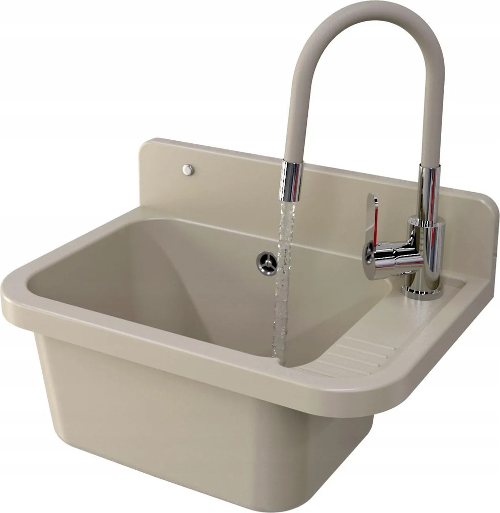 Háztartási Mosogató Technikai Kamra Csaptelep Bézs Flexibilis Kifolyócső Párologtató