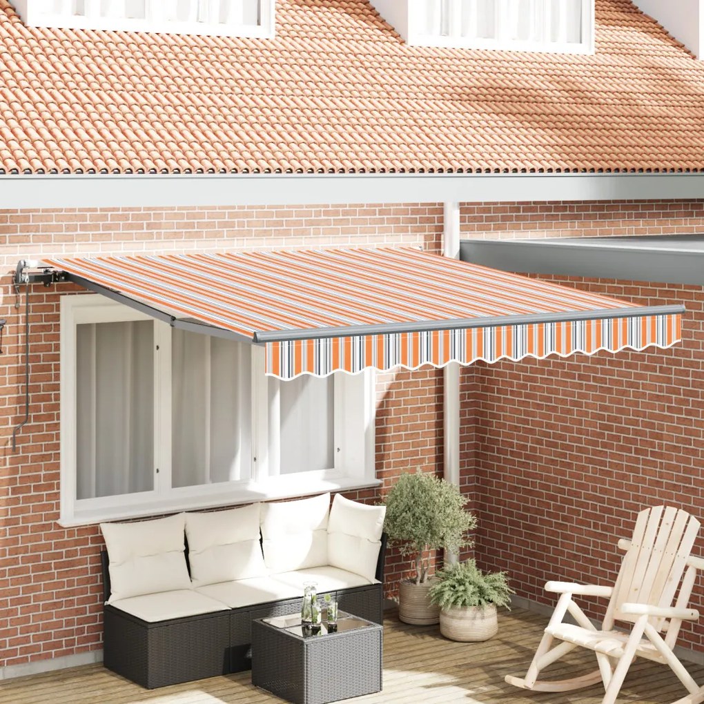 Automatikus Behúzható Napellenző Többszínű Csík 300x250 cm