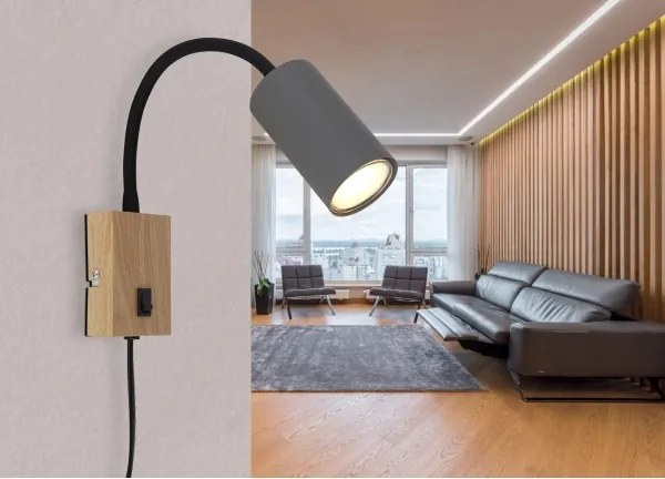 Globo 57911WG - Rugalmas fali lámpa ROBBY 1xGU10/25W/230V szürke/barna