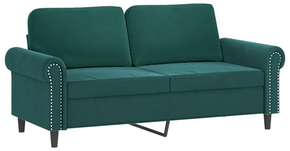 vidaXL 2 személyes sötétzöld bársony kanapé díszpárnákkal 140 cm
