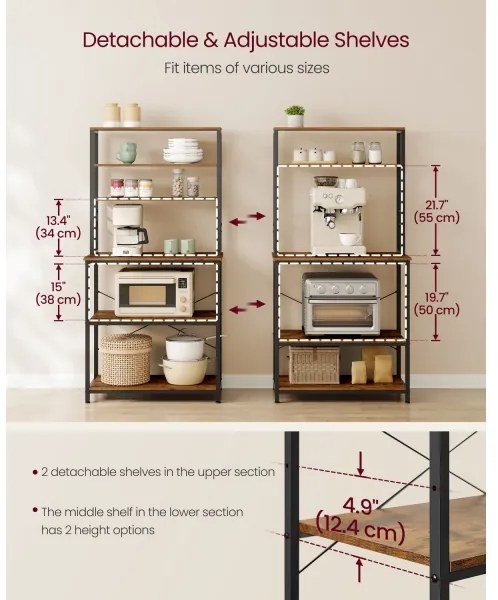 Konyhai polcos állvány MARGE barna/fekete