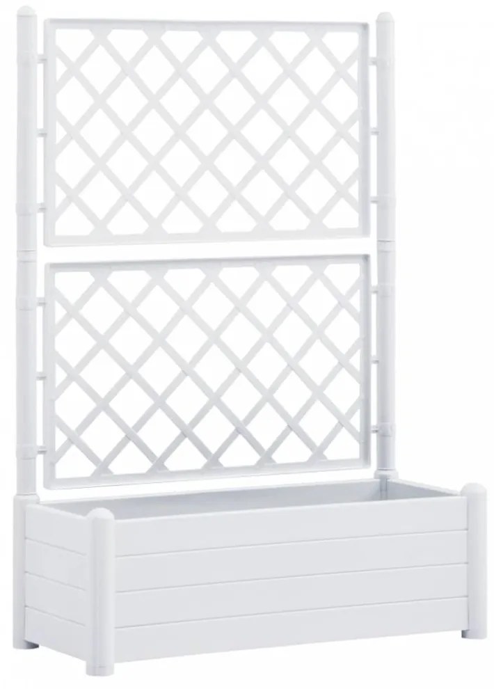 Fehér polipropilén rácsos kerti ültető 100 x 43 x 142 cm