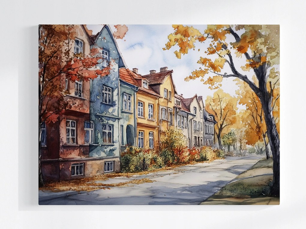 Poszter Város Utca Házak Bérházak Ősz Kilátás 100x75