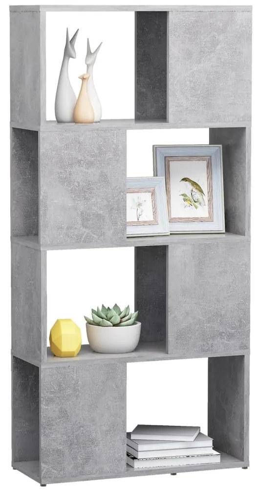 betonszürke térelválasztó könyvszekrény 60 x 24 x 124,5 cm
