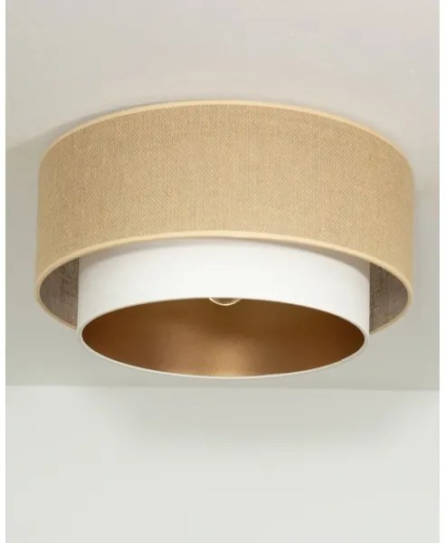 Mennyezeti lámpatest SARTA 1xE27/60W/230V, Ø 45 cm, fehér/juta