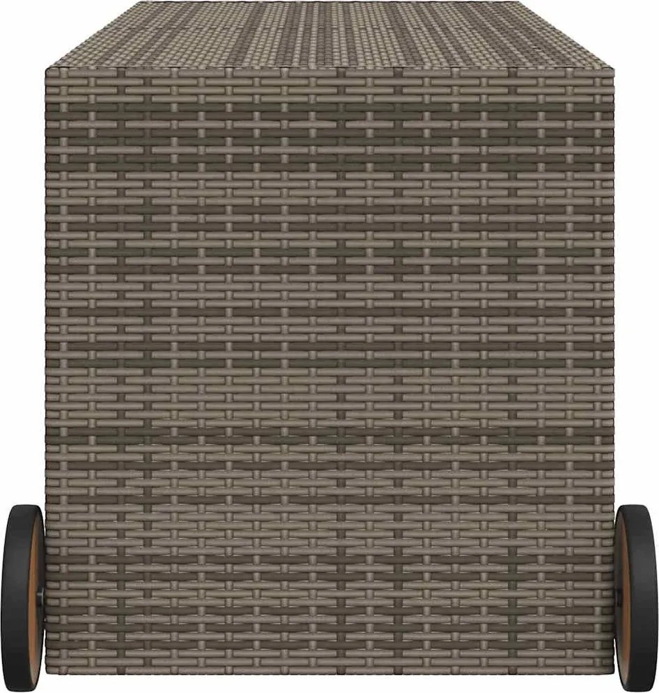 vidaXL szürke polyrattan kerti tárolóláda kerekekkel 283 L
